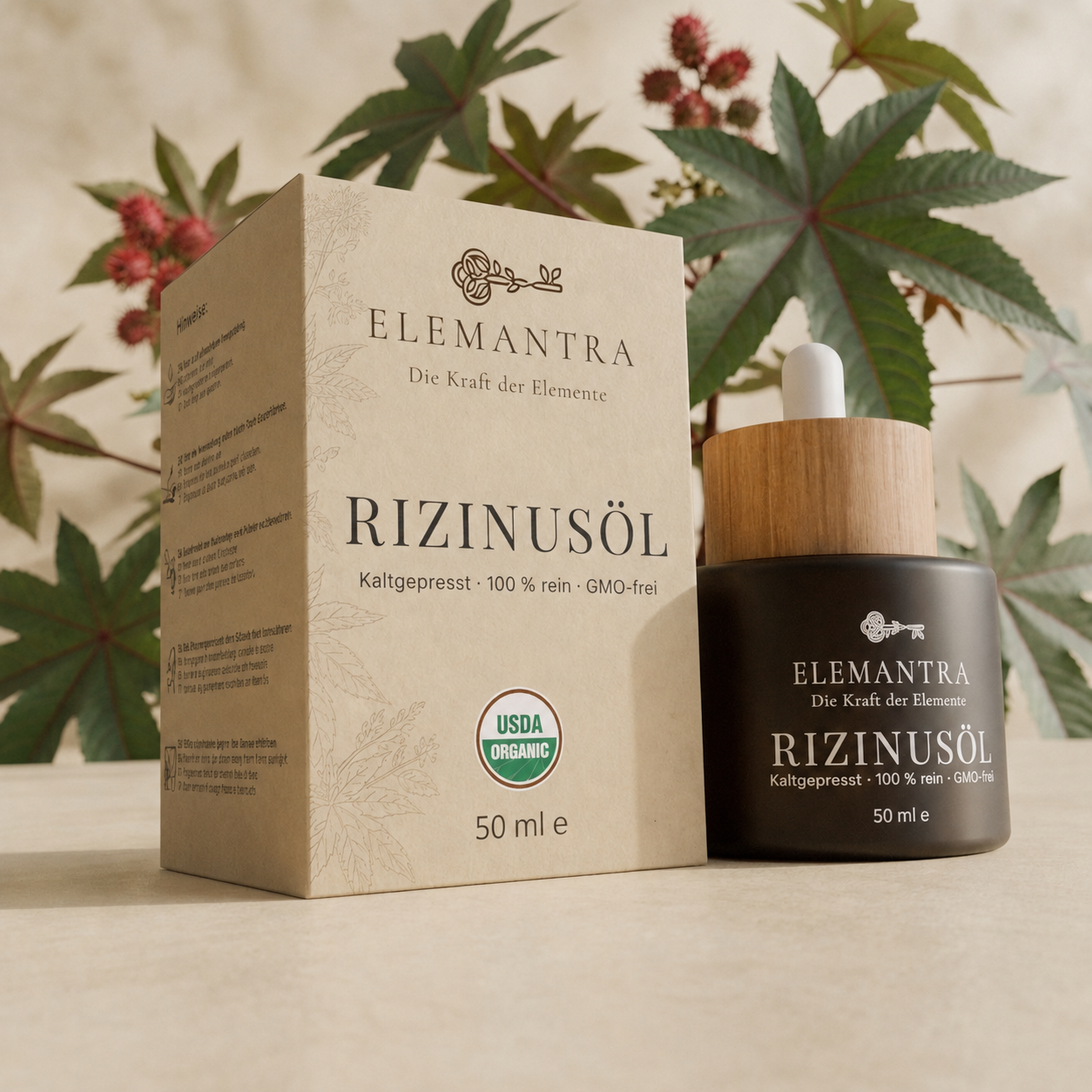 Elemantra Castor Oil with packaging
